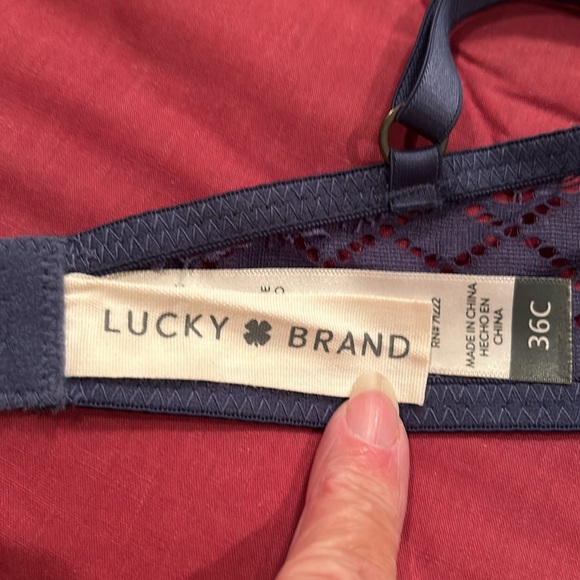 Lucky Brand sz 36C Steel Gray/Blue Lace,  Padded Cup Bra (No Underwire) - Picture 4 of 6
